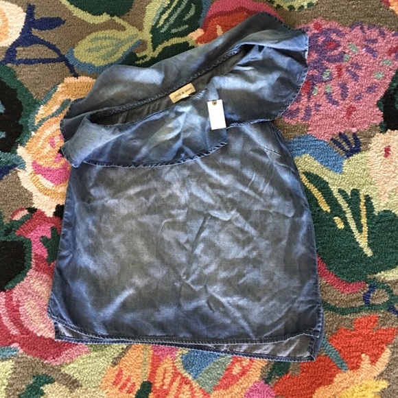 Anthropologie One Shoulder Chambray Top - Picture 4 of 4